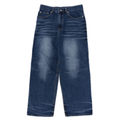 Wholesales Classic Blue Washing Wide Leg Denim Pants