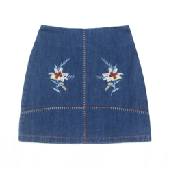 Alternative view of Women’s Non-stretch Embroidered Denim Skirt