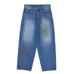 Alternative view of Custom Men High Quality Y2K Embroidery Classic Blue Denim Jeans