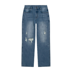 Custom Vintage Indigo Destroyed Medium Denim Jeans Men