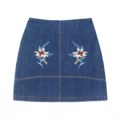 Women’s Non-stretch Embroidered Denim Skirt