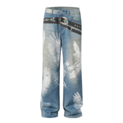 Men’s Vintage 3D Printed Graffiti Straight Jeans