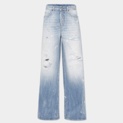 Light Bleach Wash Baggy Jeans For Women