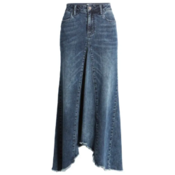 Women’s Faded-Wash Denim Long Skirts