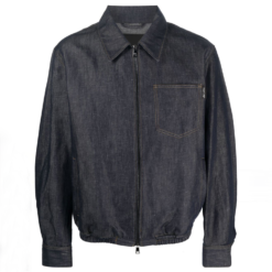 Men Denim Zip Bomber Jacket