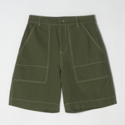 Custom Classic Relaxed-fit Green Stitch Bermuda Denim Shorts Man