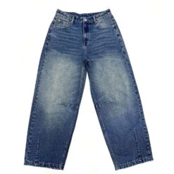 Alternative view of Women Blue Denim Trousers Ladies Casual Wide Leg Pants