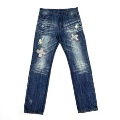 Alternative view of Men’s Casual Straight Leg Distressed Faded Denim Jeans