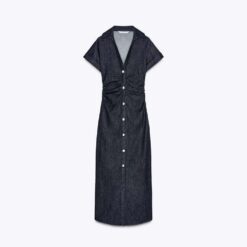Alternative view of Custom Lapel Collar V-Neck Midi Dress