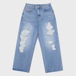 Alternative view of Custom Logo Men Fashion Ripped Wide Leg Jeans