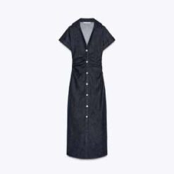 Custom Lapel Collar V-Neck Midi Dress