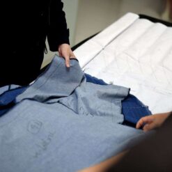 Alternative view of Men Embossed Blue Washed Denim Patchwork Jean Shorts