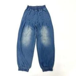 Custom Women’s High Waist Baggy Denim Jogger Pants with Elastic Waist