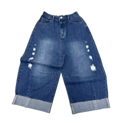 Alternative view of Women Distressed Classic Solid Color Cozy Denim Trousers