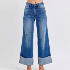 Alternative view of High Rise Distressed High Waist Wide Leg Jeans