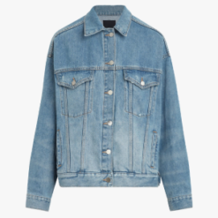 Women’s Oversized Vintage Denim Jacket – 100% Cotton Light Indigo Jean Coat