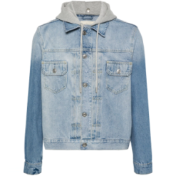 Wholesale Custom Light Blue Hooded Denim Jacket for Men