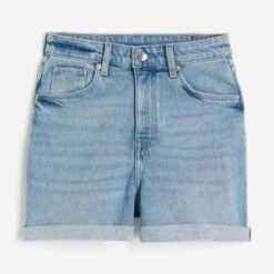 Women’s Ultra High-Waisted Mom Denim Shorts in Light Stretch Cotton