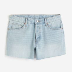 Women’s 90s Boyfriend Low-Rise Denim Shorts with Raw Hem