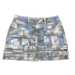 Alternative view of Women High Waist Patchwork Denim Mini Skirt