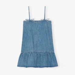 Alternative view of Custom Organic Cotton Denim Mini Dress with Bow Straps