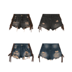 Women High Waist Retro Denim Hot Pants