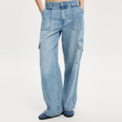 Custom Women’s  Relaxed Fit Cargo Jeans with Utility Pockets