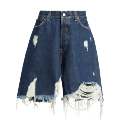 Alternative view of Women’s Distressed Wide-Leg Denim Shorts with Fringe Hem