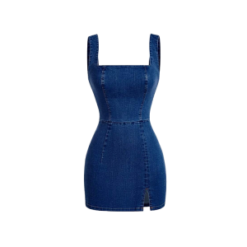 Sexy Square Neck Denim Dress