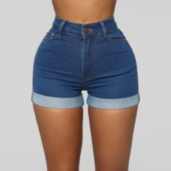 Custom Medium Wash Denim Shorts For Women