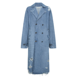 Alternative view of Vintage Indigo Denim Trench Coat for Women – Double-Breasted Style
